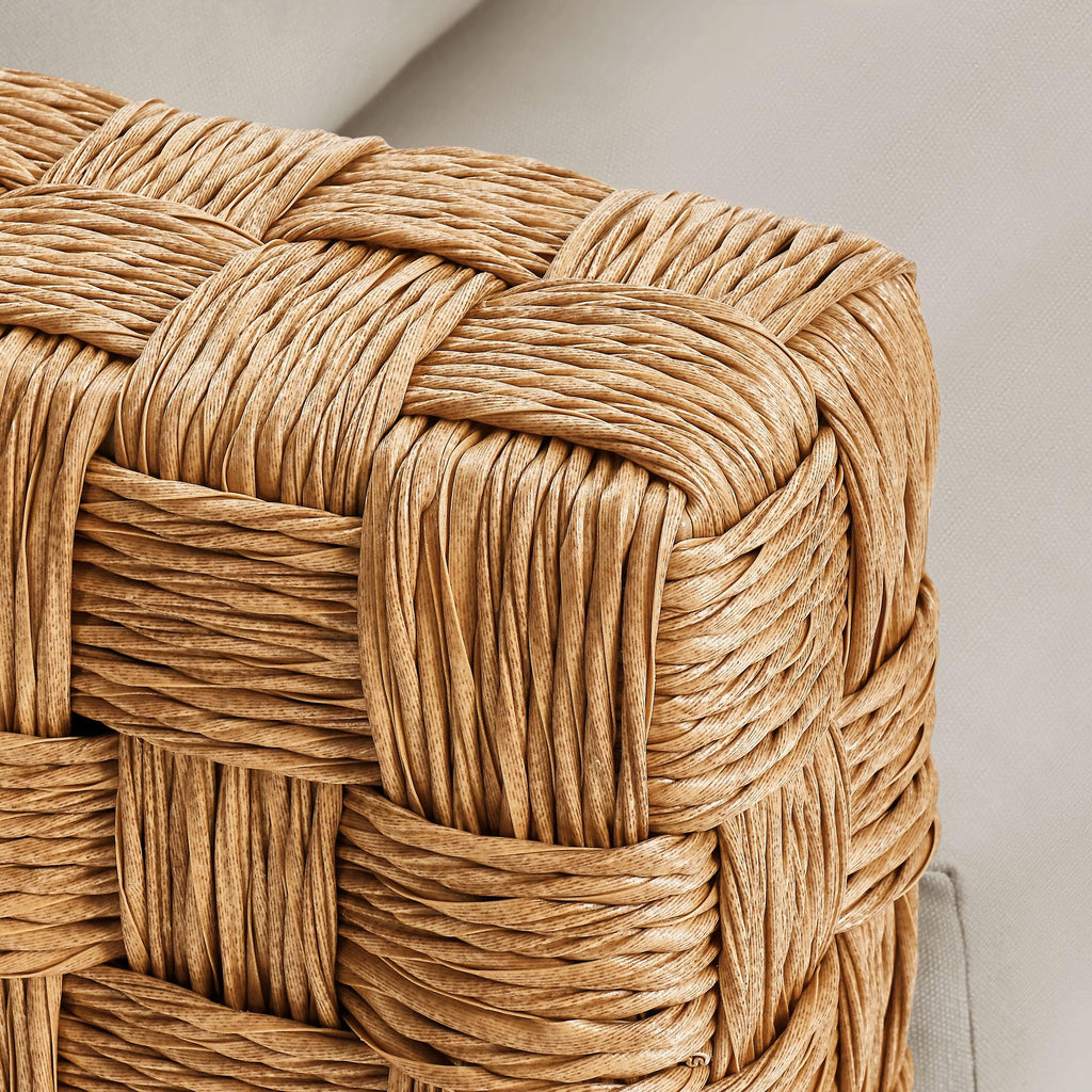Natural Light Gray Wicker Rattan Outdoor Loveseat with Cushions Z9096