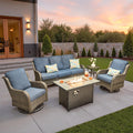 5 PCS Wicker Patio Furniture Set with Fire Pit Table X54926