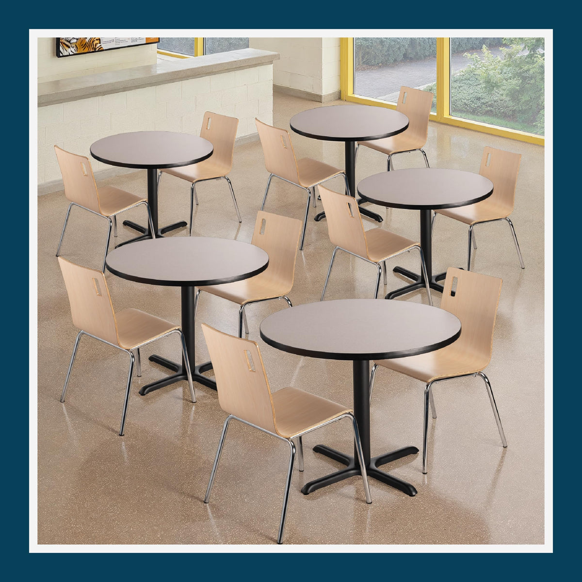Round 36 in Diameter 30 in Dining Height Black Frame Gray Laminate Cafe Table P658