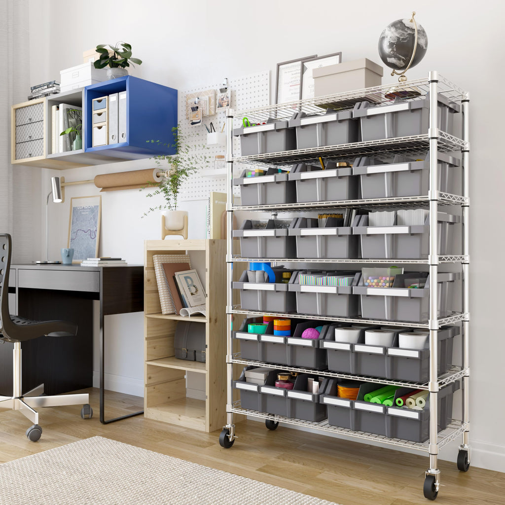 7-Tier 16-Bin Steel Wire Shelving Rack Y854