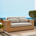 Natural Light Gray Wicker Rattan Outdoor Loveseat with Cushions Z9096