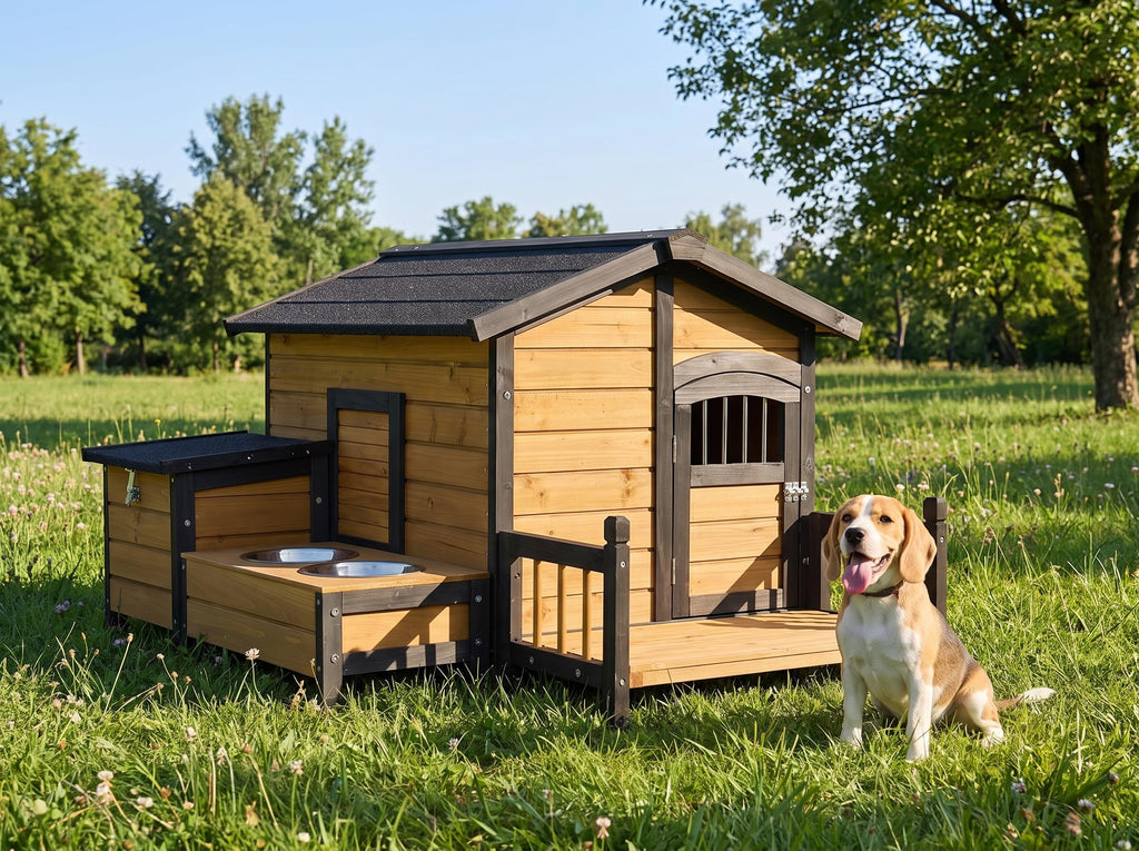 Large Wooden 2-Tier Rabbit Cage with Waterproof Roof T671392