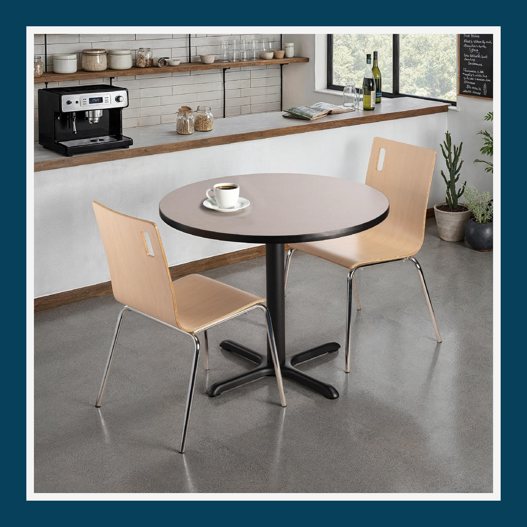Round 36 in Diameter 30 in Dining Height Black Frame Gray Laminate Cafe Table P658