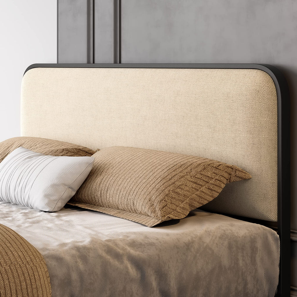 Full Size Metal Bed Frame with Upholstered Headboard X6934
