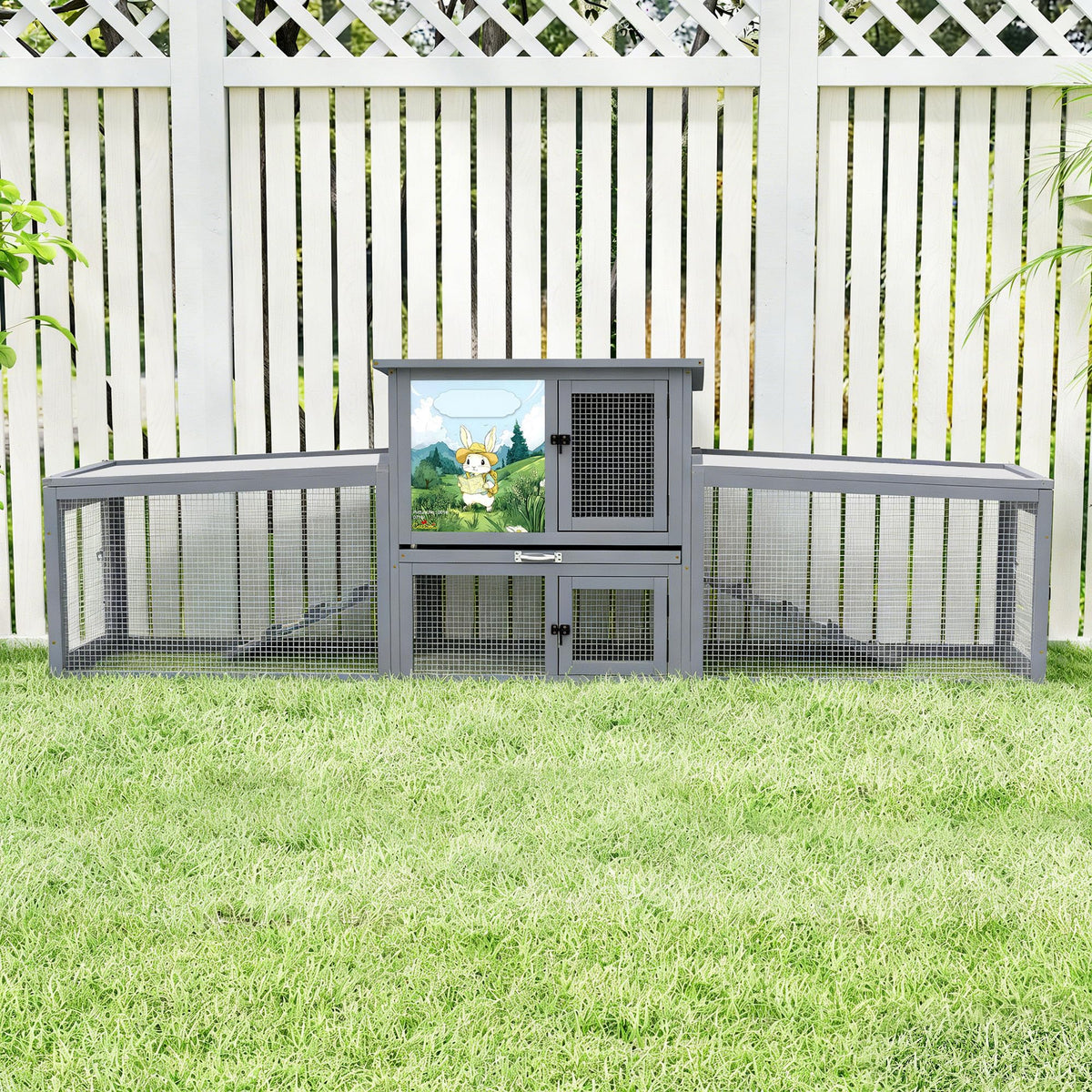 Extra Large Wood Rabbit Hutch with Cleaning Tray R1189