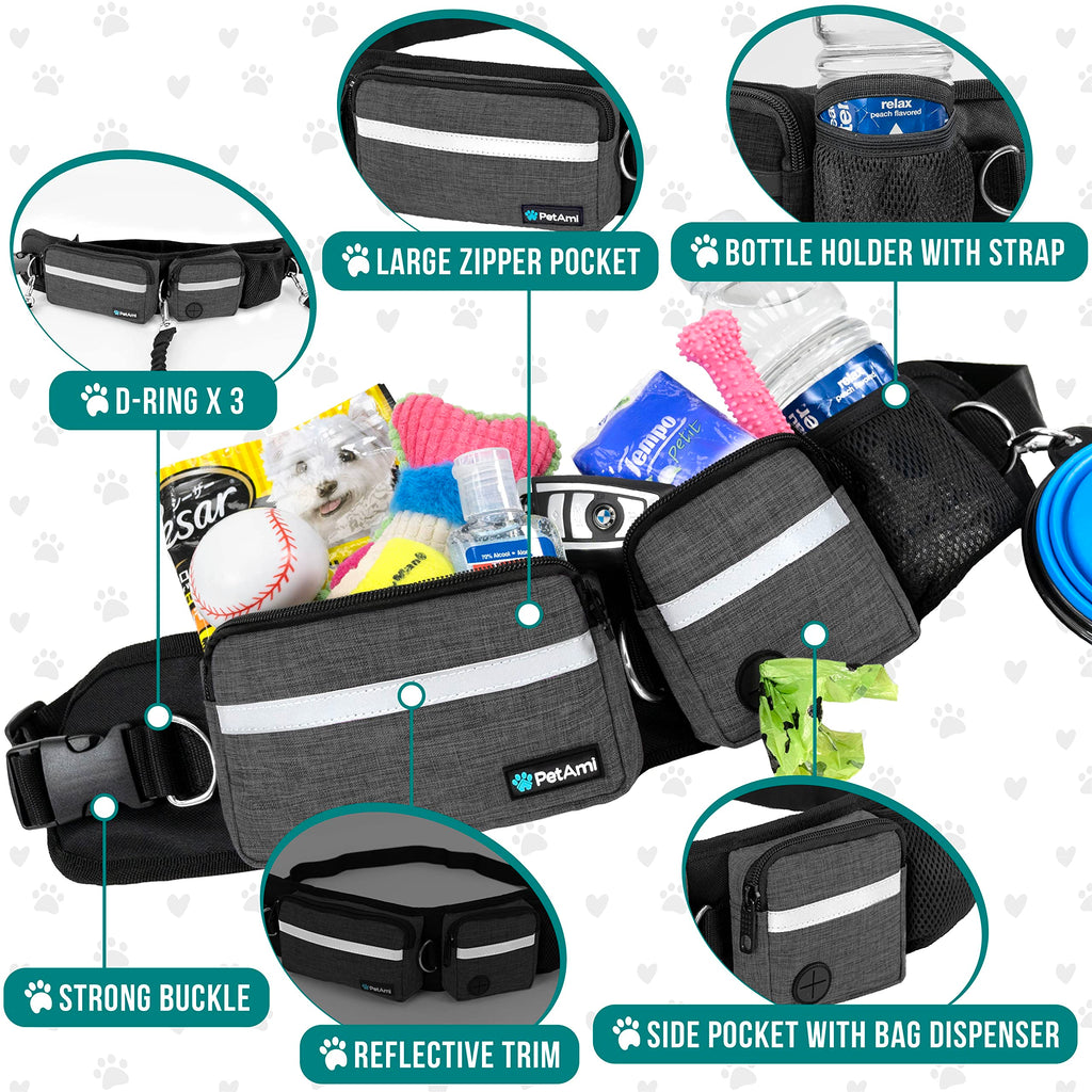 Hands Free Dog Leash with Waist Belt Bag I297817