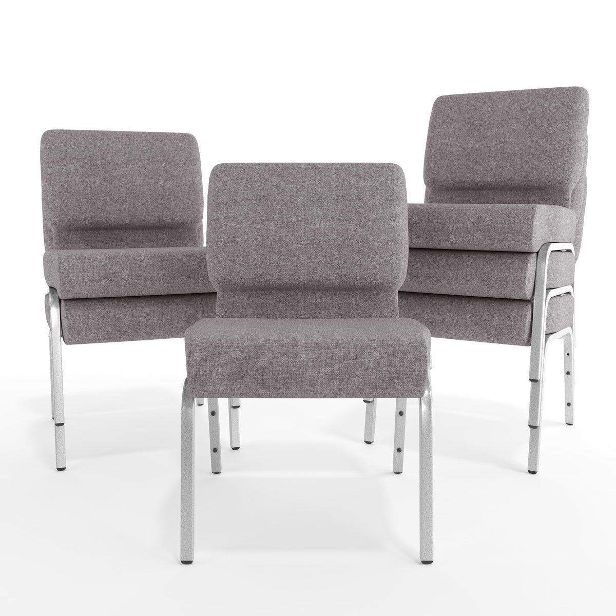 Gray 21" W Stacking Church Chair 4-Pack J462223