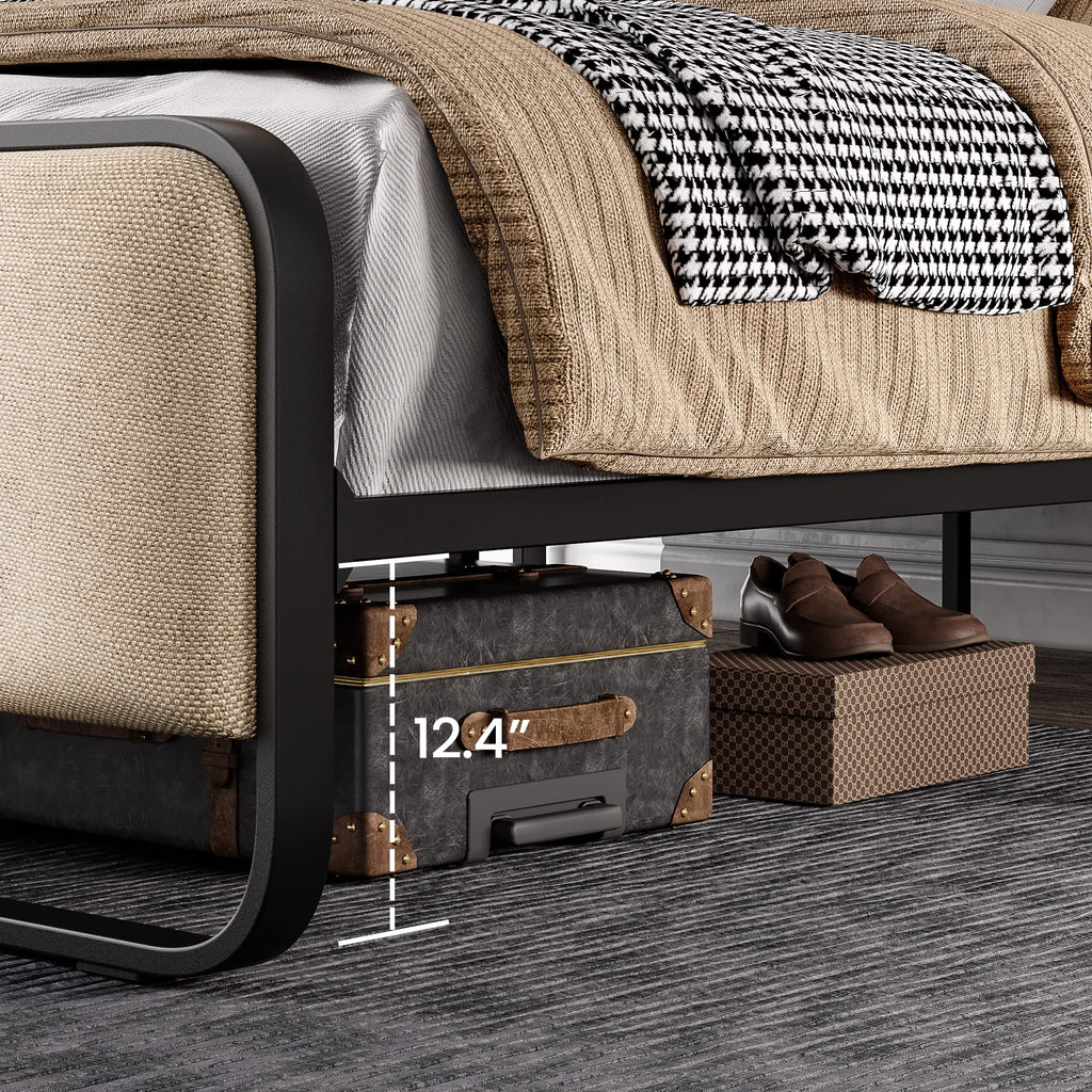 Full Size Metal Bed Frame with Upholstered Headboard X6934