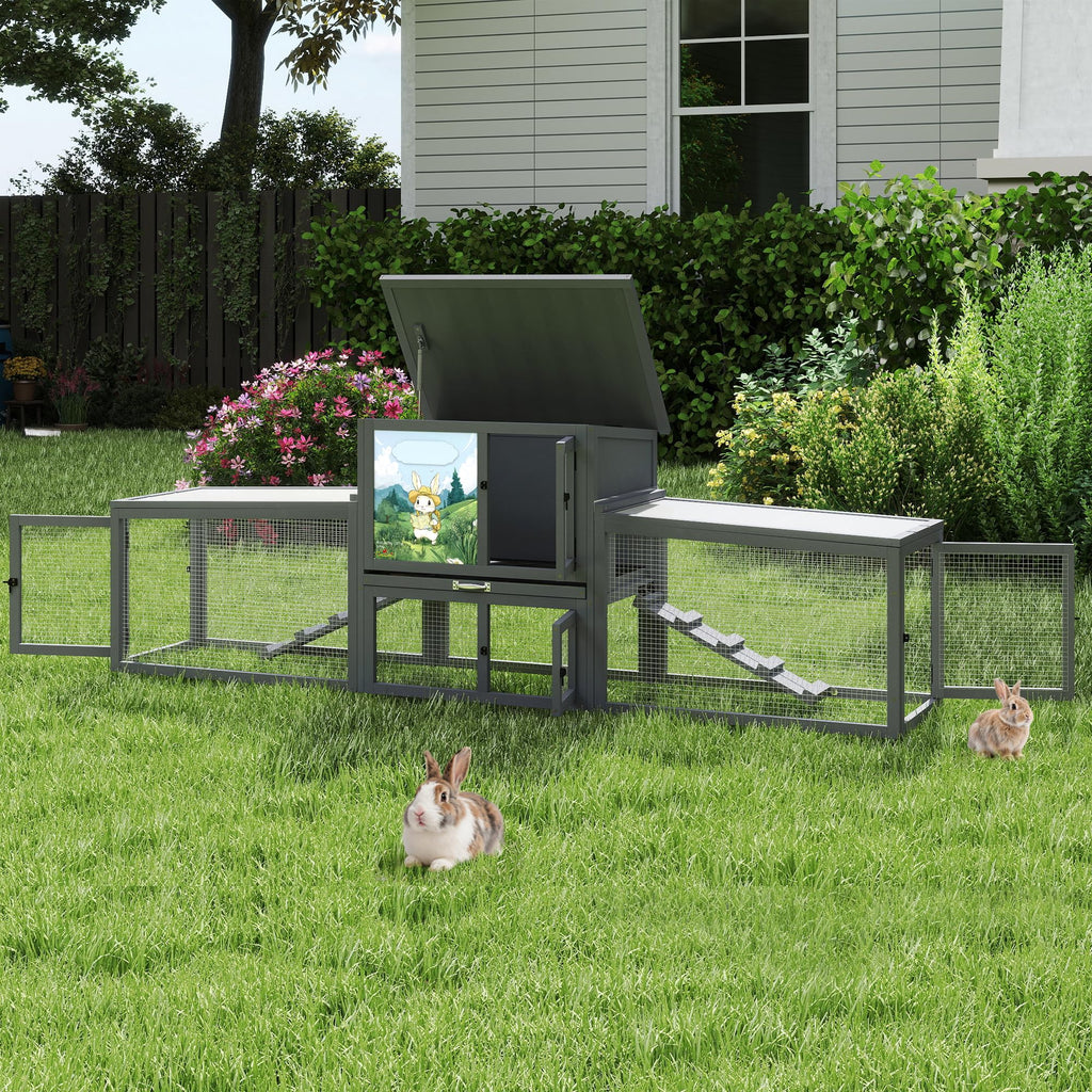 Extra Large Wood Rabbit Hutch with Cleaning Tray R1189