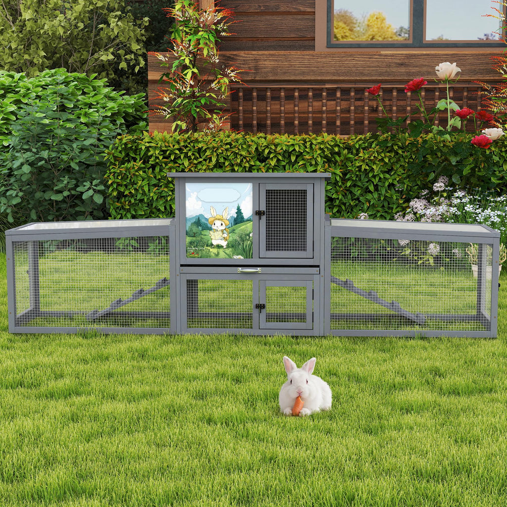 Extra Large Wood Rabbit Hutch with Cleaning Tray R1189